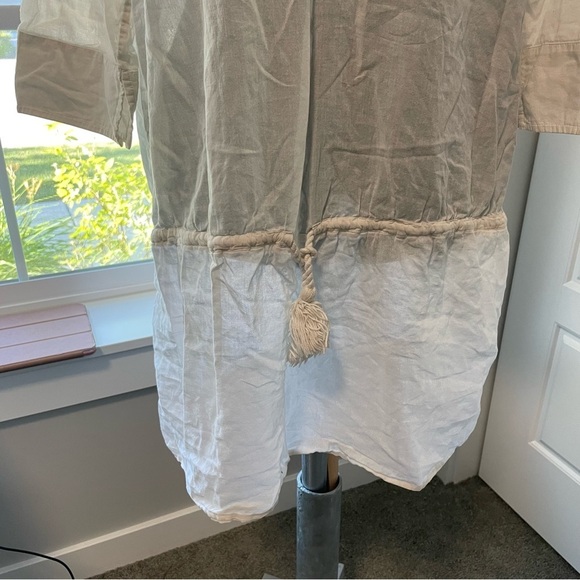 Lands’ End White 100% Cotton 3/4 Sleeves Short Swim Cover Up Medium - Picture 4 of 5